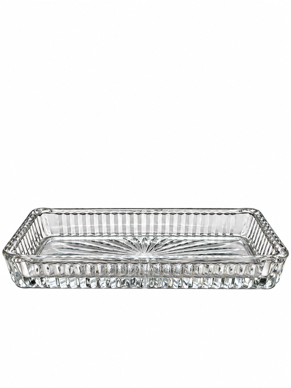Vintage Pressed Glass Tray Mid-Century Starburst Jewelry Trinket Dish